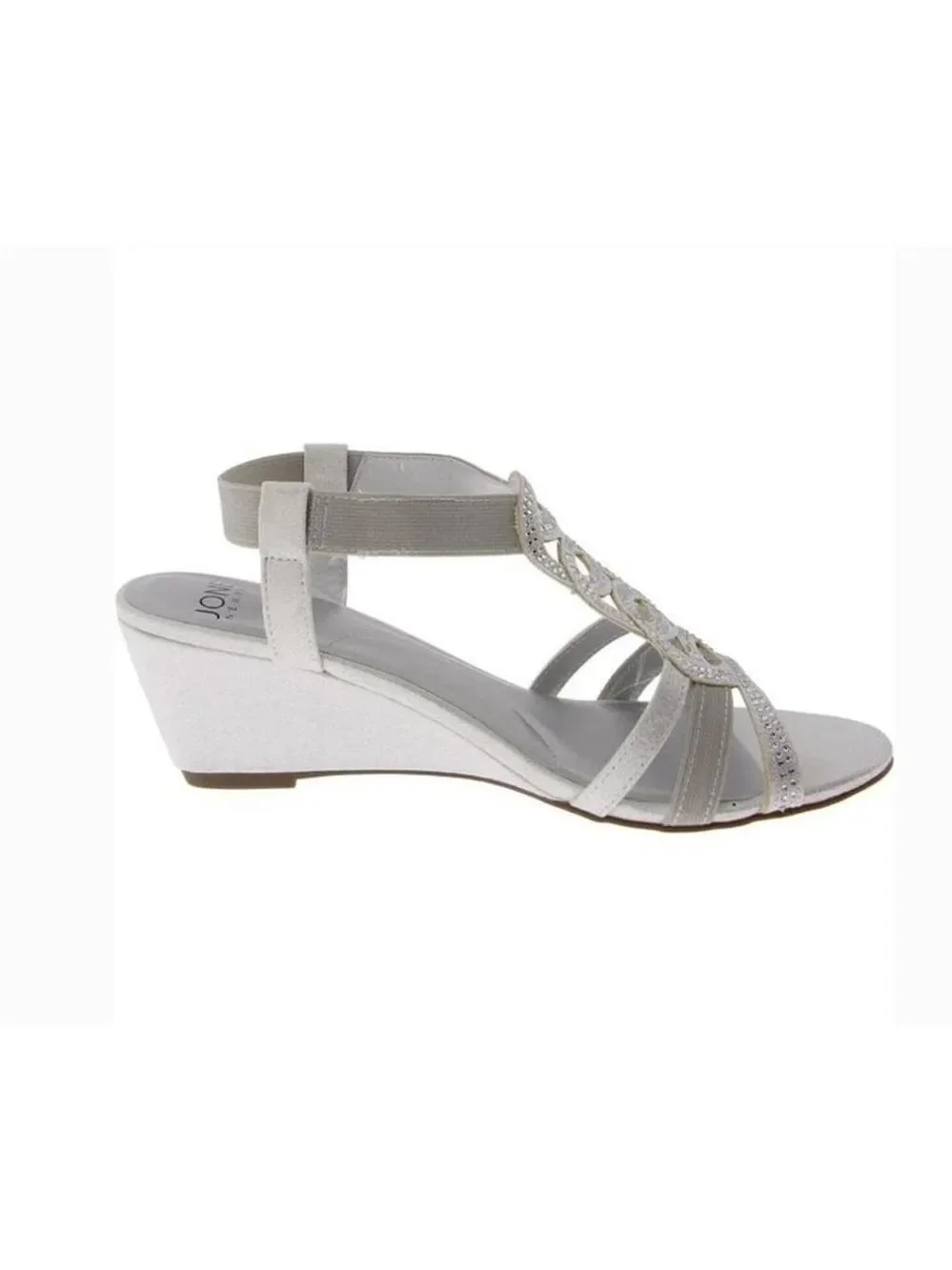 Jones New York Denise Embellished Rhinestones Wedge Sandals 9.5 M Gray Silver